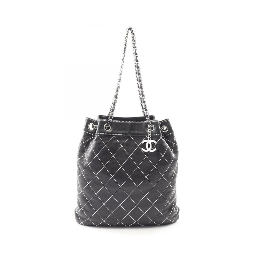 Chanel Wild Stitch Shoulder Bag Lambskin Sheepskin Black